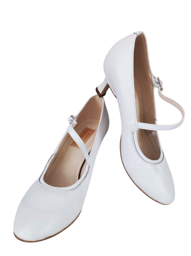 Картинка Туфли женские Dancemaster 011d кожа белая каблук 5 см  от магазина Линия Танца