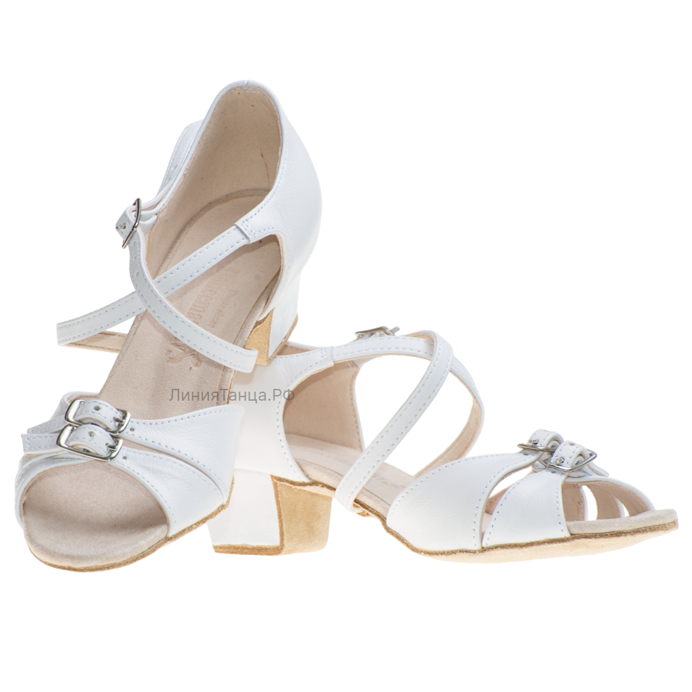 Картинка Туфли рейтинговые Dancemaster 161kd кожа белая от магазина Линия Танца