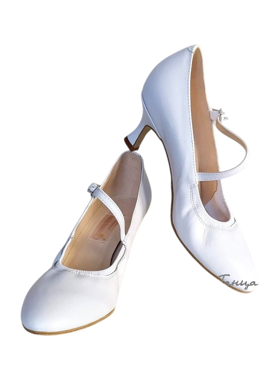 Картинка Туфли женские Dancemaster 011d кожа белая каблук 5 см  от магазина Линия Танца