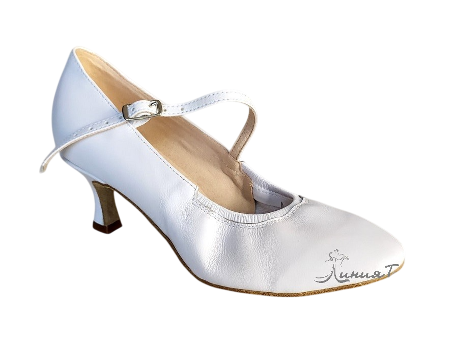 Картинка Туфли женские Dancemaster 011d кожа белая каблук 5 см  от магазина Линия Танца
