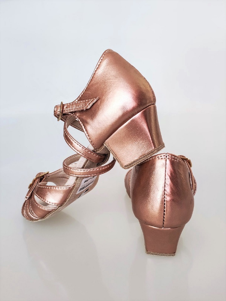 Туфли для танцев Dancemaster 161kd, кожа искусственная бронза, каблук блок, рейтинг