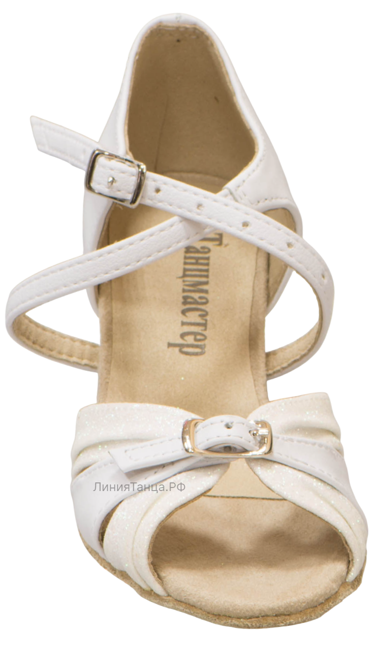 Картинка Туфли рейтинговые Dancemaster 164kd, кожа/обсыпка белая от магазина Линия Танца